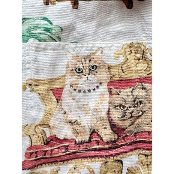 Vintage 00's FENINI White Cat Print Rhinestone Cotton Twill Jacket, Size S - Picture 9 of 16